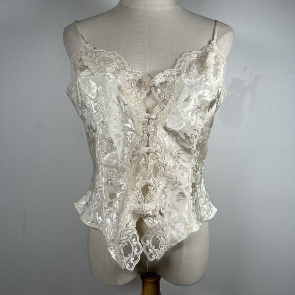Victoria’s Secret Gold Label Serena Jacquard Lace Top Women's Size Medium - Picture 2 of 9